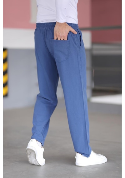 Myrab Denim Erkek Keten Ham Bez Yaz Ayının Vazgeçilmezi Rahat Kalıp Mavi