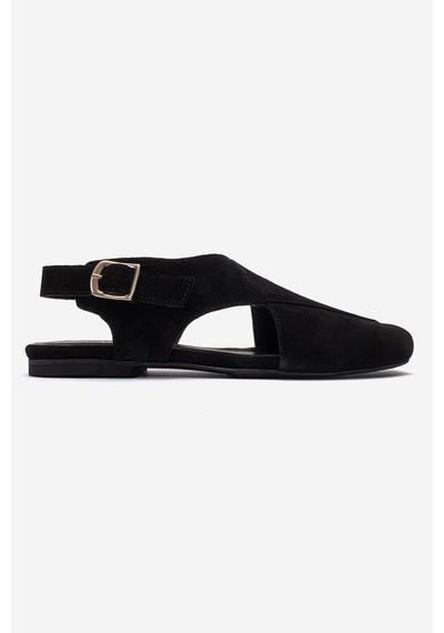Luvishoes Monaro Siyah Süet Hakiki Deri Kadın Sandalet