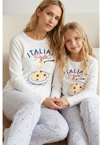 Siyah İnci Pamuklu Likralı Örme Pijama Takım26241169 Beyaz