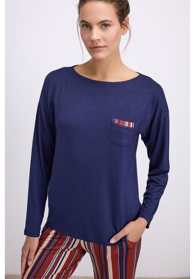 Man11577-1020 Anil Ev Giyim Anıl Kadın Lacivert Uzun Kollu T-shirt Ve Çizgili Pantolon Takımı 11577 Lacivert Man11577-1020 Anil Ev Giyim Anıl Kadın Lacivert Uzun Kollu T-shirt Ve Çizgili Pantolon Takımı 11577 Lacivert