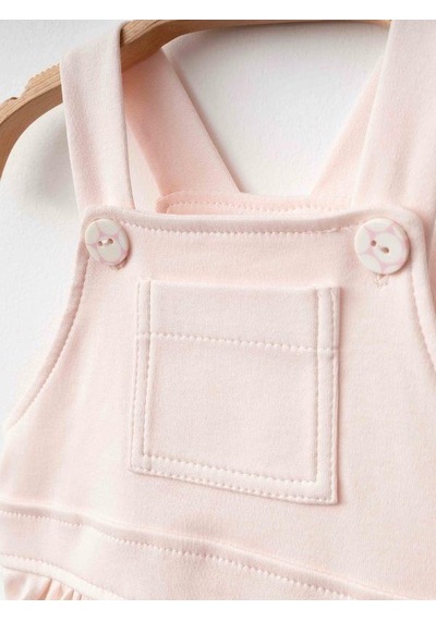 Zekids Kız Bebek Organik Pamuklu T-shirt İkili Elbise Takım-15907 Pembe