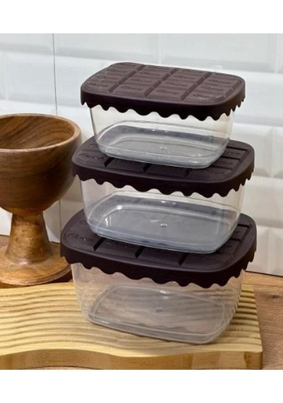 Choco Box 3 Lü Saklama Kabı Kahverengi