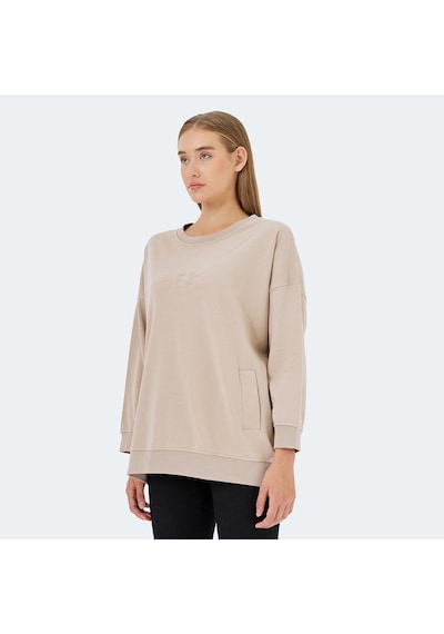 Slazenger VIKENTI SW Oversize Kadın Cepli Oversıze Bej Sweatshirt