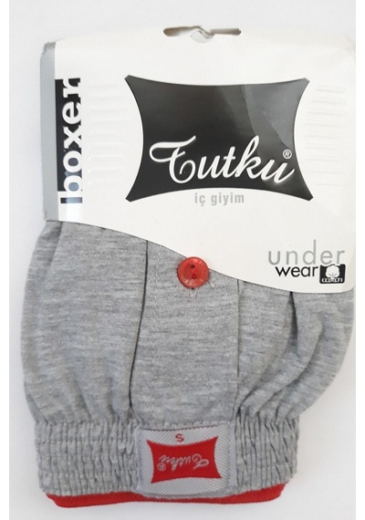 Erkek Gri Penye Düğmeli Boxer Paket1'li Gri