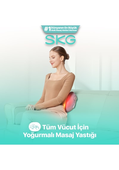 Skg T1-2 Pro Masaj Yastığı, Termoterapi-ısı Terapisi, Bel, Kalça, Sırt, Omuz Boyun Masaj Aleti Gri