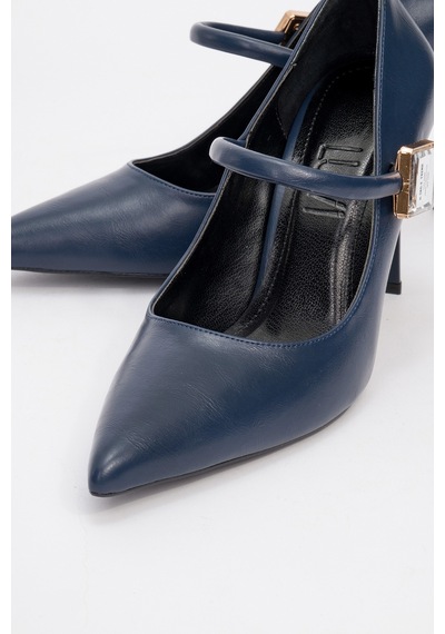 Luvishoes Luvi Shoes Pattaya Laci Cilt Taş Detaylı Kadın İnce Topuklu Ayakkabı Lacivert Deri Luvishoes Luvi Shoes Pattaya Laci Cilt Taş Detaylı Kadın İnce Topuklu Ayakkabı Lacivert Deri