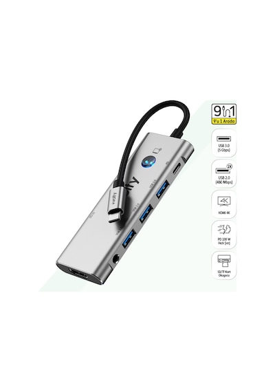 Type-c To Hdmı Çoğaltıcı Hub 6 İn 1 4k 60hz, 100w Pd, Ses Portu, Sd/tf V0301006