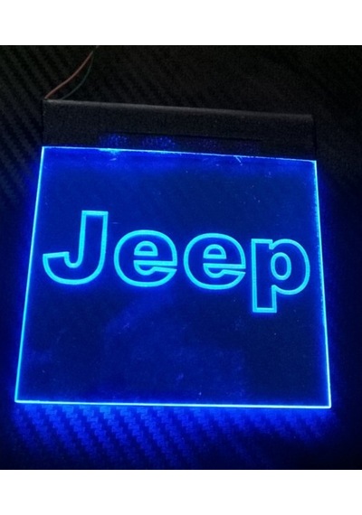 Jeep Işikli Arma Mavi  Ebat 10Cmx10Cm 12 Volt.