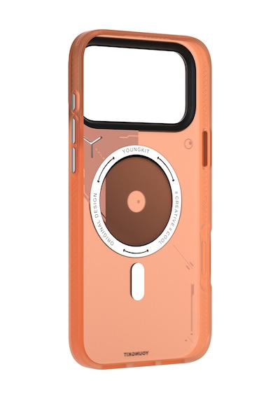 Apple Uyumlu iPhone 17 Pro Kılıf M-safe Şarj Özellikli Disk Desenli Youngkit Disc Battle Kapak Turuncu Turuncu
