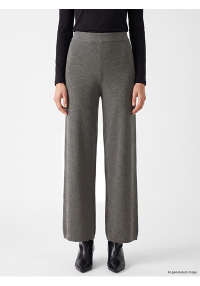 Lcw Everyday Gri Beli Lastikli Geniş Paça Kadın Triko Pantolon