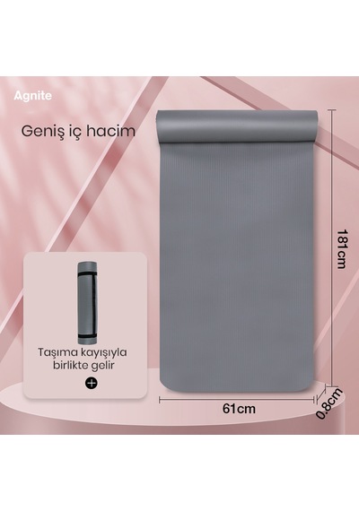 Agnıte Er201-gr Nbr Yoga Ve Egzersiz Matı 181 X 61 Cm 8 Mm Gri