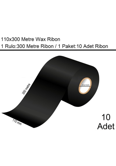110x300 Wax Ribon En:110 Mm Boy:300 Metre 10 Adet 10