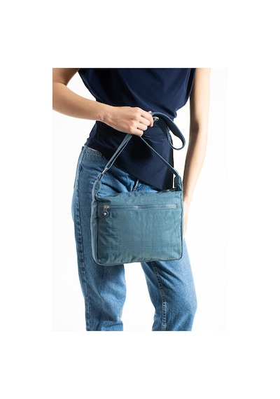 Baginn Kadın Postacı Çanta Hafif Klinkır Kumaş Çok Cepli Çapraz Askılı Omuz Çantası 25 20 Cm Günlük Çanta Mavi