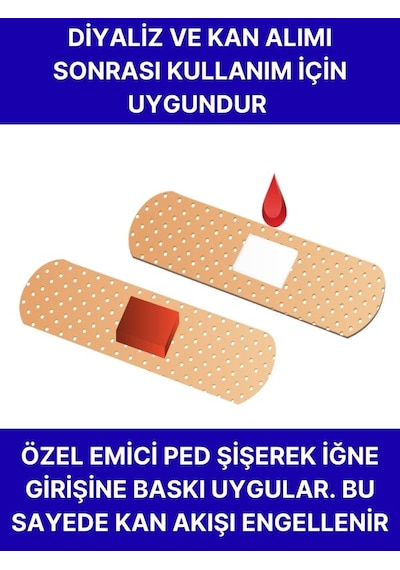 Steril Hemostatik Diyaliz Bandı 38mmx38mm, 250 Adet 5'li Paket