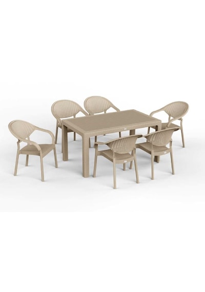 90 X 150 Bambu Plastik Rattan Camsız Bahçe Balkon Teras Masa Takımı 6 Kolçaklı Sandalyeli Krem 90 X 150 Bambu Plastik Rattan Camsız Bahçe Balkon Teras Masa Takımı 6 Kolçaklı Sandalyeli Krem