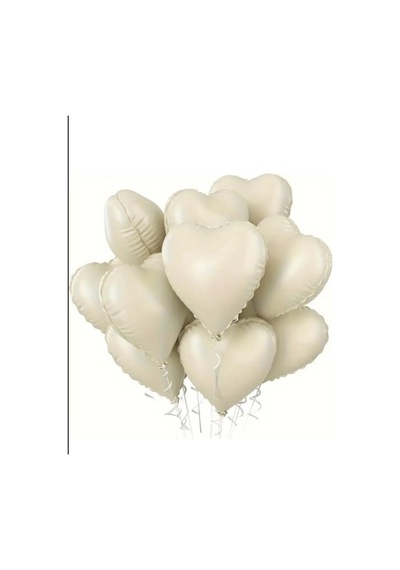 2 Adet 18 Inc Bej Ve Karamel Kalp Folyo Balon Çok Renkli