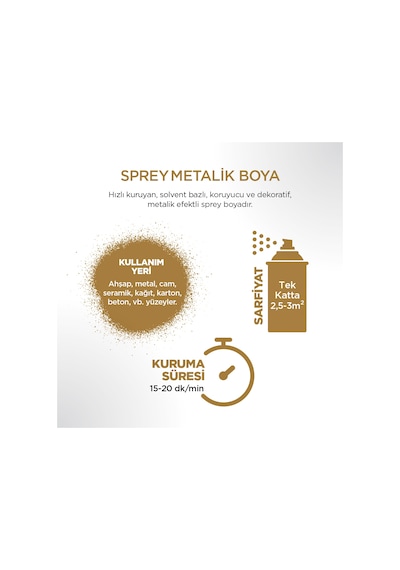 Polisan Metalik Altın Sprey Boya 400 ml