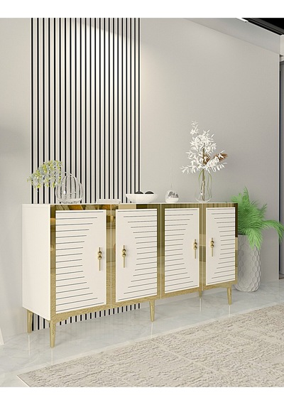 Ka1508bg Tuna Konsol, Tv Sehpası Beyaz-gold 150cm Beyaz - Gold Ka1508bg Tuna Konsol, Tv Sehpası Beyaz-gold 150cm Beyaz - Gold