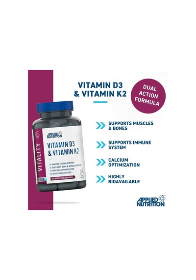 Applied Nutrition Vitamin D3 K2 4000 Iu High Dose Formula Best Immune 60 Caps