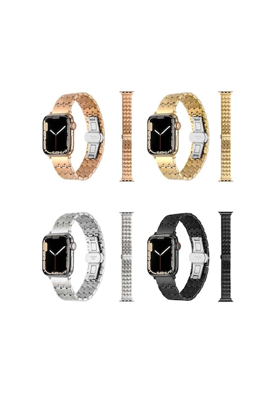 Apple Uyumlu  Watch 7 45 MM Kordon Zikzak Dizayn Metal Kordon 86