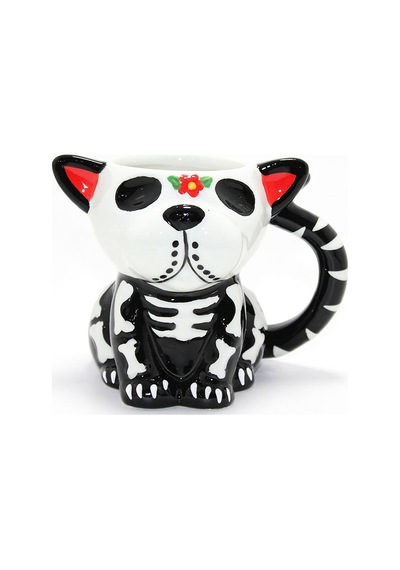 Day Of The Dead Köpek Figürlü 3d Kabartmalı Porselen Kupa Alk4896 Evimdeyokyok Çok Renkli