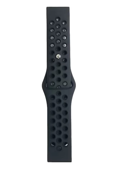 Watch 22mm Spor Delikli Kordon - Siyah-füme Ahşap
