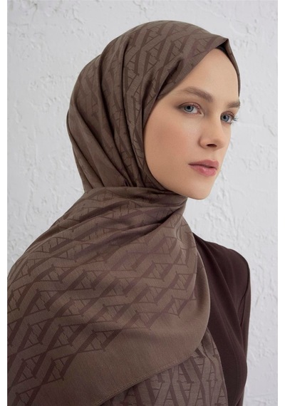 Armine Monogram Desen Edition Şal Açık Kahve