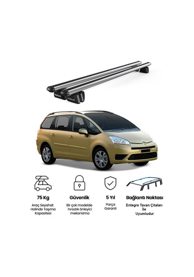 Pençe Citroen C4 Grand Picasso 2007-2013 Uyumlu Gri Ara Atkı 135cm Port Bagaj Tavan Barı