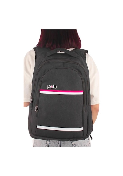 Temel My Polo Sırt Çantası Pembe Beyaz Çizgili Füme 8860 Füme