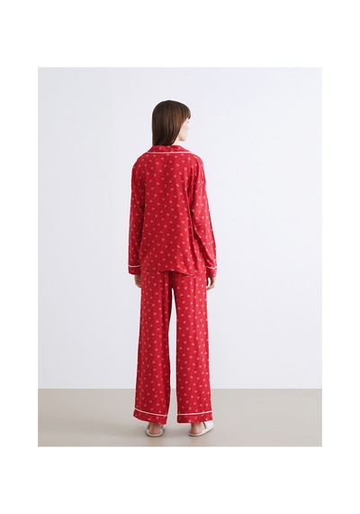 Lcw Dream Kırmızı Gömlek Yaka Kadın Pijama Takımı