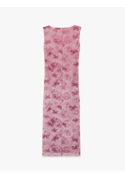 Koton Dik Yaka Kolsuz Drapeli Bodycon Yırtmaçlı Çiçekli Uzun Tül Elbise Pembe Desenli 6sal80185ık Koton Dik Yaka Kolsuz Drapeli Bodycon Yırtmaçlı Çiçekli Uzun Tül Elbise Pembe Desenli 6sal80185ık