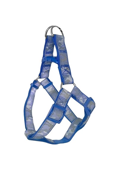 Markapet Reflektörlü Kamuflaj Desenli Köpek Göğüs Tasma Seti 120 CM 40-56 CM Mavi