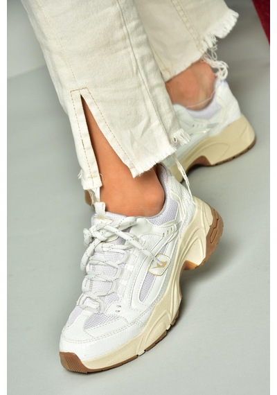 Fox Shoes U312414209 Beyaz Kalın Tabanlı Spor Ayakkabı Sneakers Beyaz-suni Deri Çok Renkli