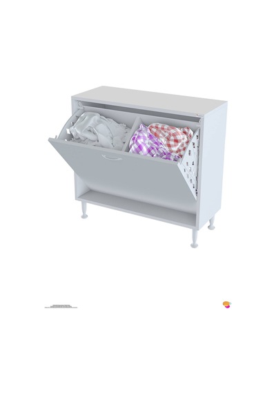 Söke 80 Cm 2 Gözlü Kirli Çamaşır Sepetli Çok Amaçlı Banyo Dolabı 80 Cm