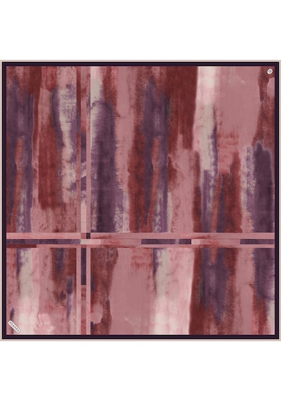 Poanes Karma Desenli Twill İpek Eşarp Açık Pembe - Pembe
