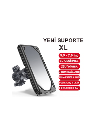 Resolut SUPORTE Telefon Tutucu Kapalı Model 7 Inch ( Xl Büyük Boy ) Gidon Bağlantılı
