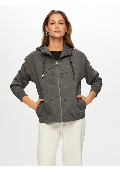 Faik Sönmez Relax Baskı Ve Taş Detaylı Kapüşonlu Sweatshirt W26swt010 Uw26swt010154 Antrasit Melanj Faik Sönmez Relax Baskı Ve Taş Detaylı Kapüşonlu Sweatshirt W26swt010 Uw26swt010154 Antrasit Melanj