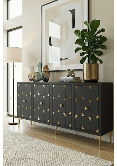 Ka1523ag Moka Konsol Ve Tv Sehpası Antrasit-gold 150cm