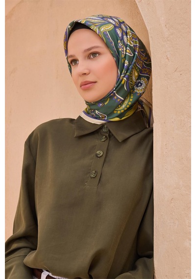 Belli İpek Eşarp - 4111-51 Zümrüt Yeşil Twill Zümrüt Yeşili