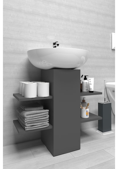 İyimi Modern Raflı Lavabo Altı Banyo Dolabı Banyo Düzenleyici Gri