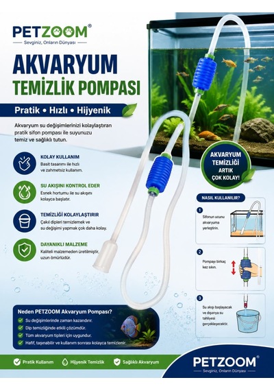 Manuel Akvaryum Pompası Pratik Su Değişimi Ve Temizlik İçin Ergonomik Tasarım