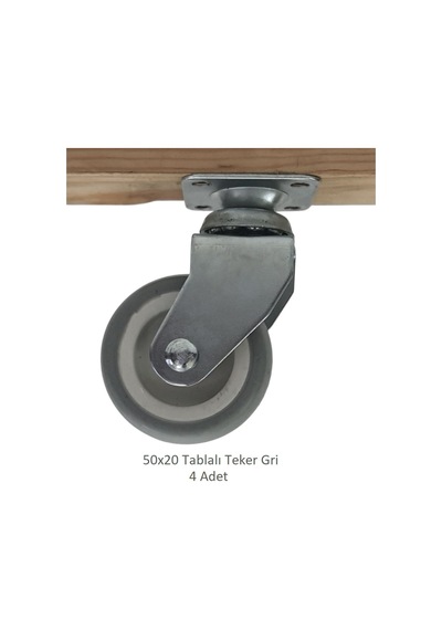 Ofis Koltuk Dolap Etajer 360 Derece Döner 50 X 20 Tablalı Teker Gri 50 Mm 4 Adet Gri