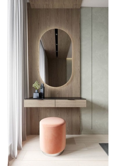 65x116 Cm Modern Oval Led Banyo Aynası Dokunmatik, Dim Edilebilir, 3000k Günışığı Sarı