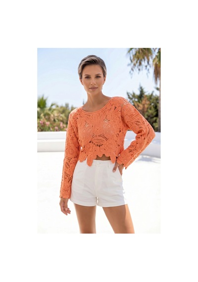 Sayzen Your Shine Dantel Işleme Crop Bluz Sy-shn04 Turuncu