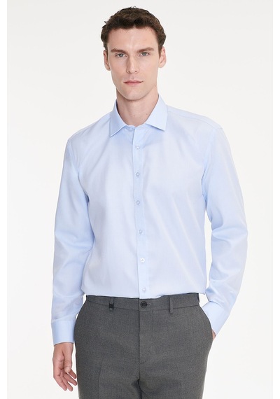Ac&co Erkek Acık Mavı Non-ıron Ütü Gerektirmeyen %100 Pamuk Slim Fit Dar Kesim Klasik Yaka Gömlek