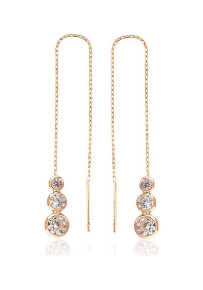 Gumush Gümüş Beyaz Taşlı Zincirli Küpe N11.36478