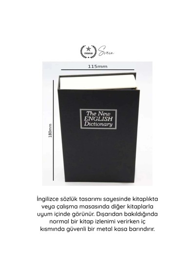 Kasa Kilitli Gizli Kasa Kitap Görünümlü Sözlük Kumbara Para Takı Evrak Saklama Kutusu Anahtarlı Çel Çok Renkli