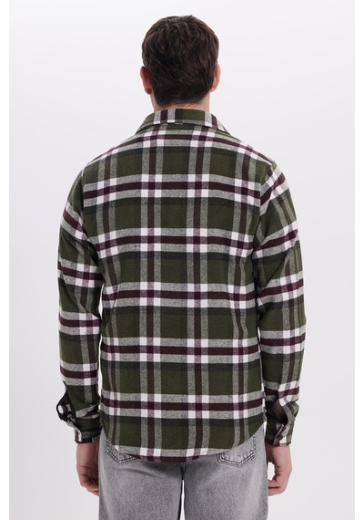 Tudors Erkek Slim Fit Dar Kesim Kareli Kışlık Oduncu Gömlek-42151 Çok Renkli
