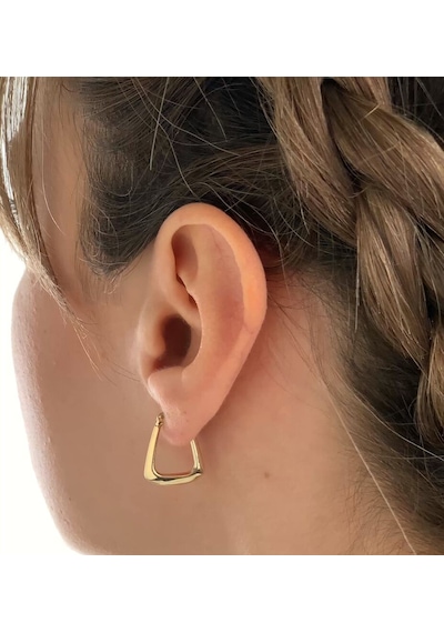 Sembol Gold Altın Küpe 14K 585 Parlak Çanta Tasarım 1,8 Cm Zarif Küpe