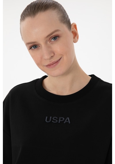 U.S. Polo Assn. Kadın Siyah Oversize Bisiklet Yaka Tişört 50294482-VR046